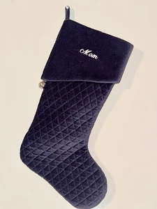 EUC Pottery Barn Stocking Plum Purple Quilted Velvet  20" Embroidered  “Mom” - Picture 1 of 2