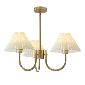Lighting 3 Light Chandelier Light Fixture Traditional Pleated Chandelier Smal... - Picture 1 of 7