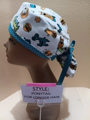Scooby Doo Snacks Women's Ponytail Surgical Scrub Hat/Cap Handmade - Image 1 of 4