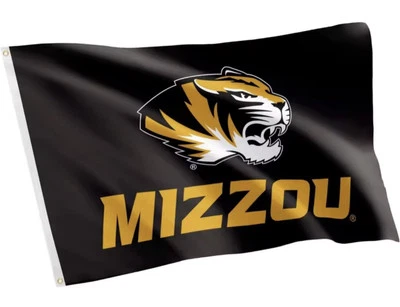 University of Missouri Tigers-Deluxe Outdoor 3'x5' Flag -MIZZOU-Black-SHIPS FAST - Image 1 of 4