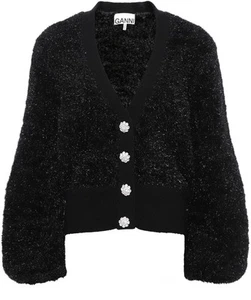 GANNI Sparkle Knit Puff-Sleeved Cardigan XS - Picture 1 of 4
