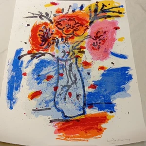 Willy Ramos Aquarell auf Leinwand Bild. Signierter Druck. 3 Flores - Bild 1 von 14