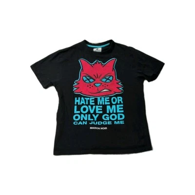  Maison Noir Black T-shirt Hate Me Or Love Me Only God Can Judge Me Size Medium  - Image 1 of 4