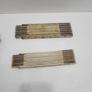 2 righelli pieghevoli vintage LUFKIN 066D 6 piedi legno estremità rossa ingegneri giunti di bloccaggio ottone  - Foto 1 di 10