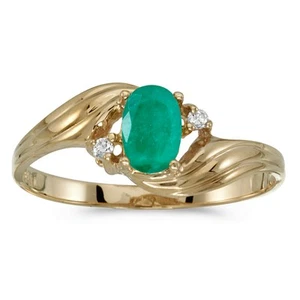 LXR 10k Gelbgold Oval Smaragd und Diamant Ring 0.31 ct - Bild 1 von 2