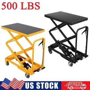 Hydraulic Lift Table Cart 500lb Manual Double Scissor Lift Table 48" Lift Height - Picture 1 of 13