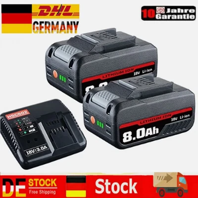 FÜR EINHELL 2x Batteria 8,0Ah per Einhell 18V Batteria di Ricambio POWER X-CHANGE Litio PXC Batterie