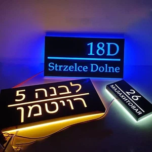 Individuelle LED Hausnummer Außen Schild Edelstahl Metall Tür Adressschilder - Bild 1 von 32
