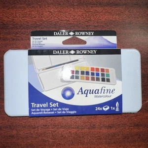JUEGO DE VIAJE ACUARELA DALER ROWNEY AQUAFINE 24 COLORES Y 1 PINCEL NUEVO - Imagen 1 de 3