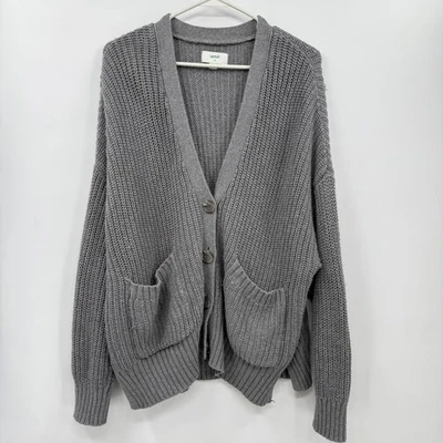 Aerie Grey Knit Button Front Cardigan Sweater Women's Size L Cozy Oversized - Image 1 of 4