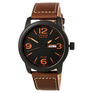 Orologio Ci#tizen Uomo Quarzo Quadrante Nero con Lancette Luminose e Cinturino Pelle - Foto 1 di 6