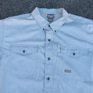 Ariat Camicia Uomo Grande Rebar Grigio Escursionismo Outdoor Ventilata Lavoro Bottoni Elasticizzata - Foto 1 di 14