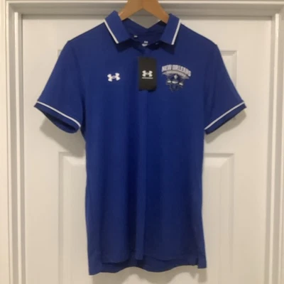Under Armour Womens NWT New Orleans Privateers Blue Golf Polo Loose Shirt Size M - Image 1 of 4