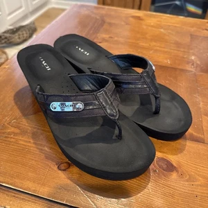 Coach Jaden Damen-Sandalen Größe 8 Keilabsatz Flip-Flop schwarz Schuhe - Bild 1 von 6