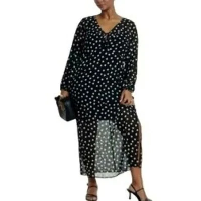 NWT Ava & Viv Black White Polka Dot Maxi Dress Size 1X - Image 1 of 4