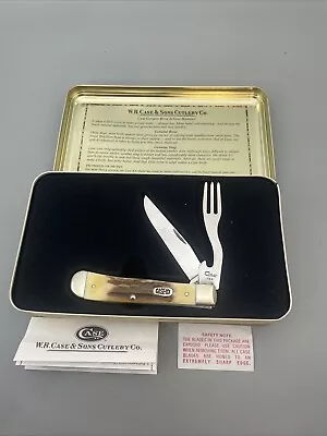 1999 CASE XX “V5254HB” SS Stag HOBO With Tin - Fork & Knife Combo Utensils - Image 1 of 4