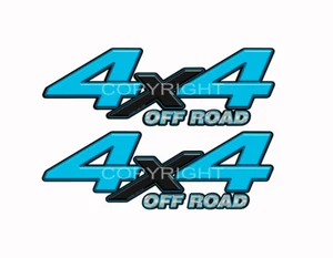 4x4 OFF ROAD Lt Blue Decals Truck Bed Vinyl Graphic Laminated Stickers 2pk 11.5" - Picture 1 of 1