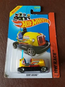 HOT WHEELS 166/250 - 2013 HW Race - Bump Around in Yellow No.8 - Carded - Picture 1 of 2