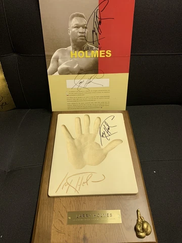LARRY HOLMES Authentic Hand Print On 10”X16”Plaque!🔥2 Autographs Boxing Series Cover
