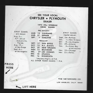 1972 San Francisco 49ers Meyercord Home Schedule Autoaufkleber - Chrysler/Plymouth - Bild 1 von 1