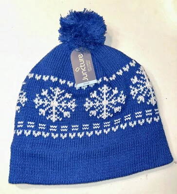 Juncture Knit Cap Beanie Toboggan Winter Hat Ski Snowboard Gorpcore Snowflakes - Image 1 of 3