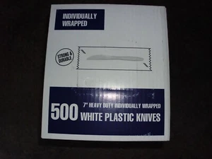 500 Individually Wrapped KNIVES, 7" Heavy Duty, White, NEW - Picture 1 of 2