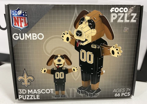 Foco PZLZ Gumbo 3D Mascot Puzzle 66 Pieces New Orleans Saints Cover