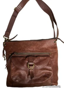VINTAGE FOSSIL SASHA BROWN DISTRESSED LEATHER SHOULDER OR CROSSBODY BAG - Picture 1 of 14
