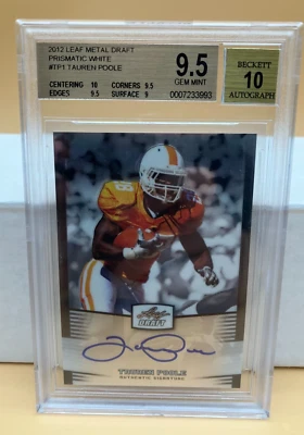 2012 Leaf Metal Draft Auto Prismatic White 1/1 #TP1 Tauren Poole BGS 9.5 VOLS - Image 1 of 2