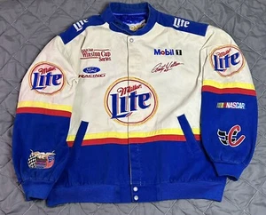 Jeff Hamilton Rusty Wallace Jacket Mens 2XL White Blue NASCAR Racing Canvas - Picture 1 of 21