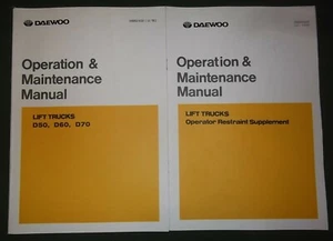 DAEWOO D50 D60 D70 FORKLIFT LIFT TRUCK OPERATION & MAINTENANCE MANUAL BOOK SET - Picture 1 of 8