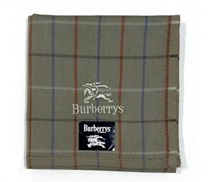 MEN HANDKERCHIEF BURBERRY GREY PLAID CHECK COTTON POCKET SQUARE 18” - Picture 1 of 7