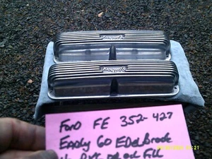 1960S ford fe EDELBROCK curved scrip valve cover Pair. Very heavy . - Picture 1 of 12