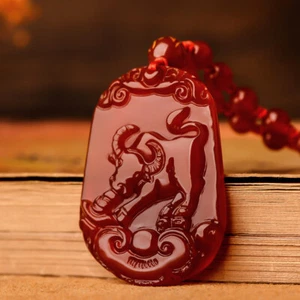 Natürlicher roter Achat Anhänger Kristall Halskette Anhänger Jade Talisman - Bild 1 von 18