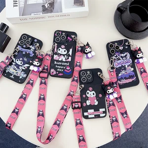 Crossbody Hanging Rope Cake Kuromi Doll Phone Case for Samsung S23 S22 S21 S20 - Picture 1 of 19