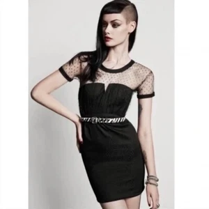 NWT!! THE KOOPLES Illusion Yoke Bustier Black Cocktail Dress Size 40 / Large - Picture 1 of 17