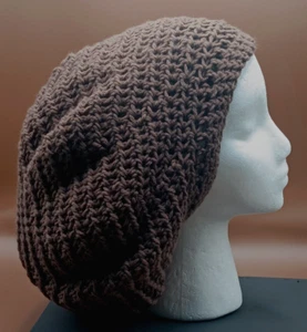Handmade Crocheted Rasta Reggae Dreadlock Tam Beret Solid Cocoa Brown Hat - Picture 1 of 1