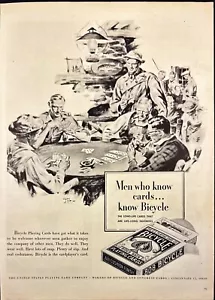 US Playing Card Company Bicycle Men Hunting Lodge Vintage Print Ad 1945 - Picture 1 of 6