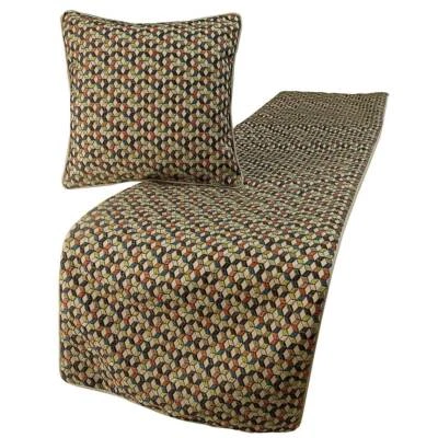 Декоративная королевская дорожка для кровати бежевая и многоцветная с цветочной вышивкой шелк - трикси - Изображение 1 из 3