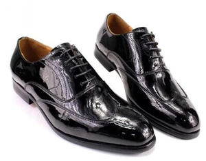 Herrenmode Britisch Runde Spitze Schnürschuhe Leder Formell Party Elegant Schuhe - Bild 1 von 12