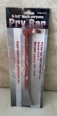 Harbor Freight 9-3/4" Multipurpose Pry Bar - NOS - Nail-puller - Item 43651 - Image 1 of 2