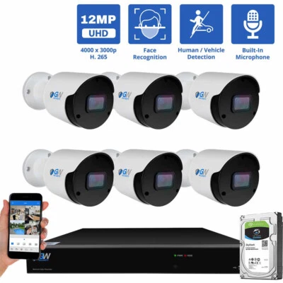 8 Channel 6 X 12MP Face/Human/Car Smart AI PoE Bullet Security Camera System - Image 1 of 4