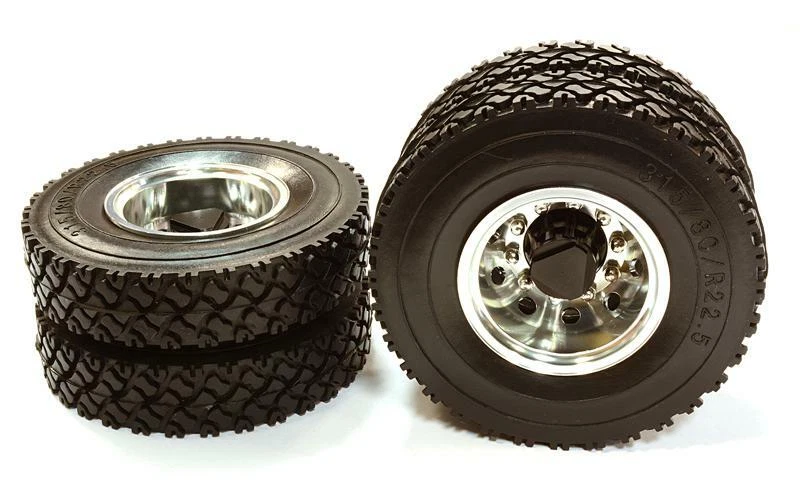 Machined Alloy T6 Rear Dually Wheel & XC Tire for Tamiya 1/14 Scale Trucks - Image 1 of 1