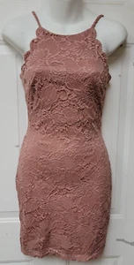 BCX Juniors Scalloped Lace Bodycon Dress, Mauve, size 1, NEW - Picture 1 of 5