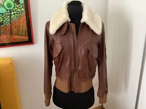 Lederjacke Damen ,Drykorn Pilotenjacke mit Lammfellkragen, braun, Größe: 1 = 34 - Bild 1 von 7