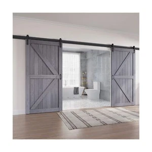 42 Double Gray Barn Door with 14 ft Hardware Included (84 barn Door) - Picture 1 of 7