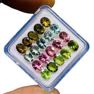 VVS 20 Pcs Natural Tourmaline 5x4mm Oval Cut Loose Untreated Gemstones 6.58 Cts - Picture 1 of 8
