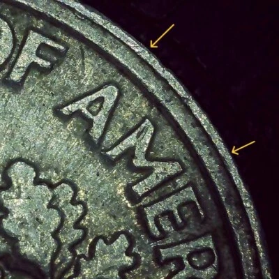 1997 P Dime error collar clash - Image 1 of 4