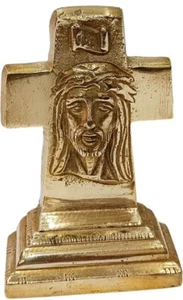 Cruz Jesús, estatua de ídolo de latón de Cristo, estatuilla para oración y regalos - Imagen 1 de 5