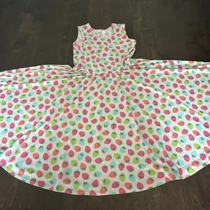 Dot Smile Girls 11 Yrs Strawberry Sleeveless Tank Twirl Dress EUC - Picture 1 of 4